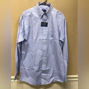 John Ashford Mens Dress Shirt Blue Pinpoint Size 15.5 34/35 NWT
